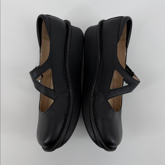 Alegria Dayna Black Napa Leather Mary Jane Velcro Strap Easy On EU 37 US7-7.5 - Picture 7 of 12